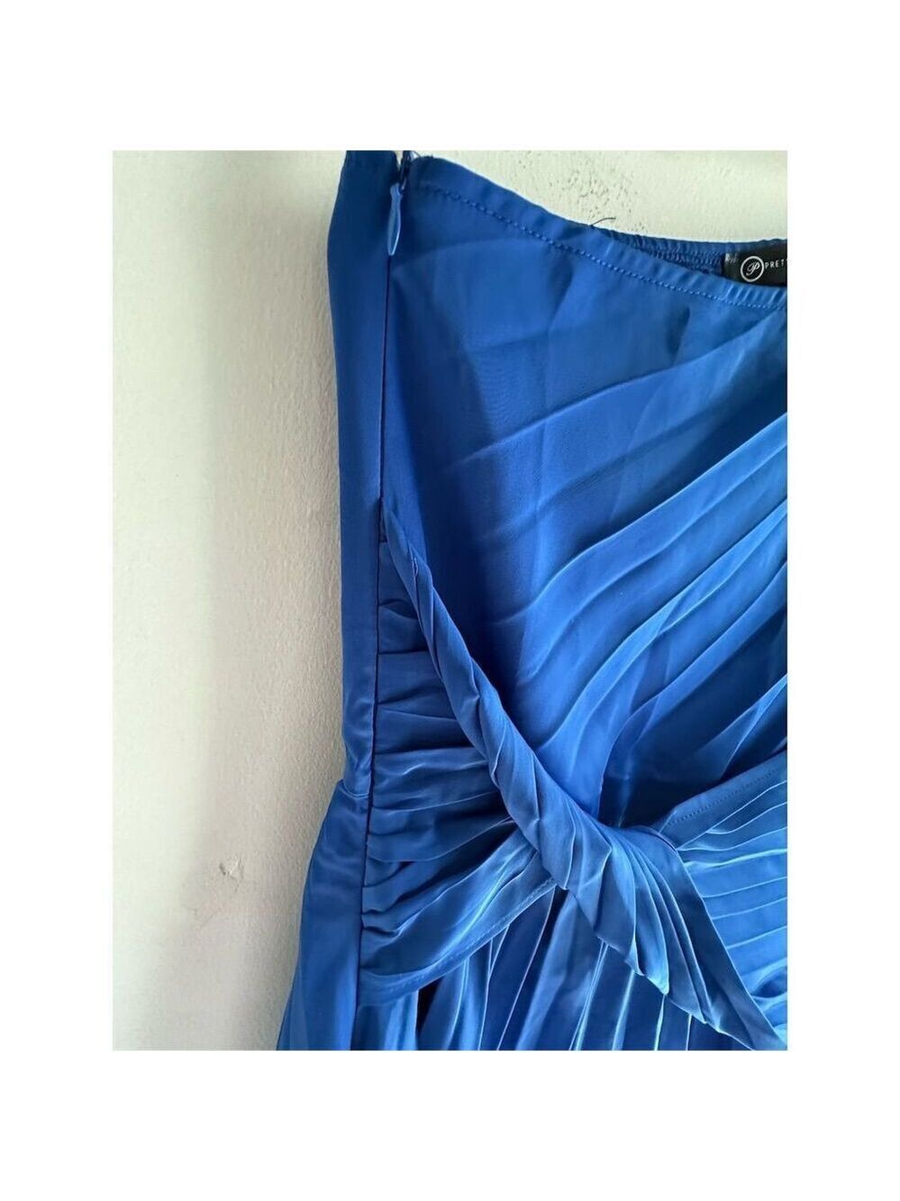 PRETTYGARDEN Women's One Shoulder Blue Satin Long Formal Dress Standard Size S - Picture 6 of 9